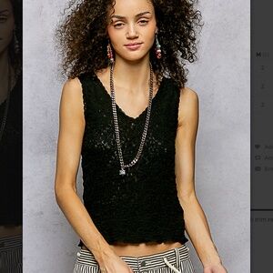 POL Black Textured Tank Top